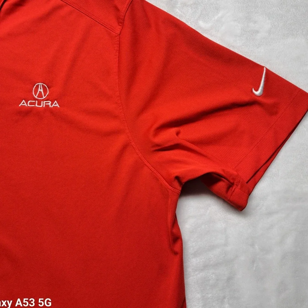 Nike Golf Polo Shirt Mens XL Red Excellent Acura Logo Dri-FIT Short Sleeve